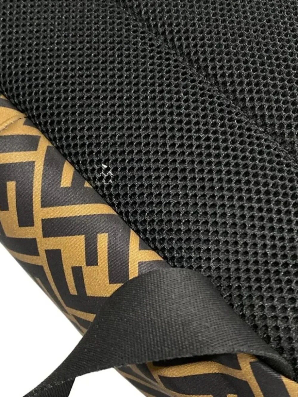 FENDI Zucca 8BZ040 Brown Black Yellow Nylon Leather Backpack